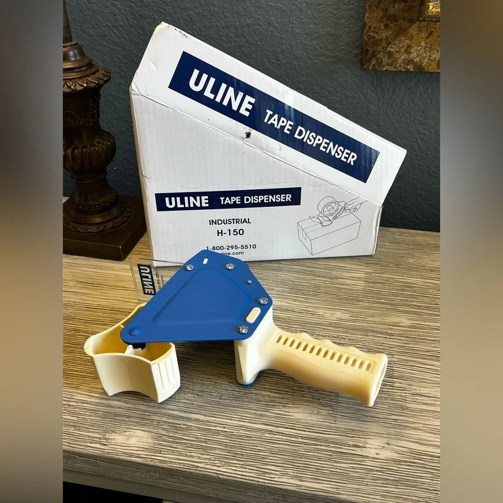 🆕 ULINE H-150 Blue and Cream Tape Dispenser